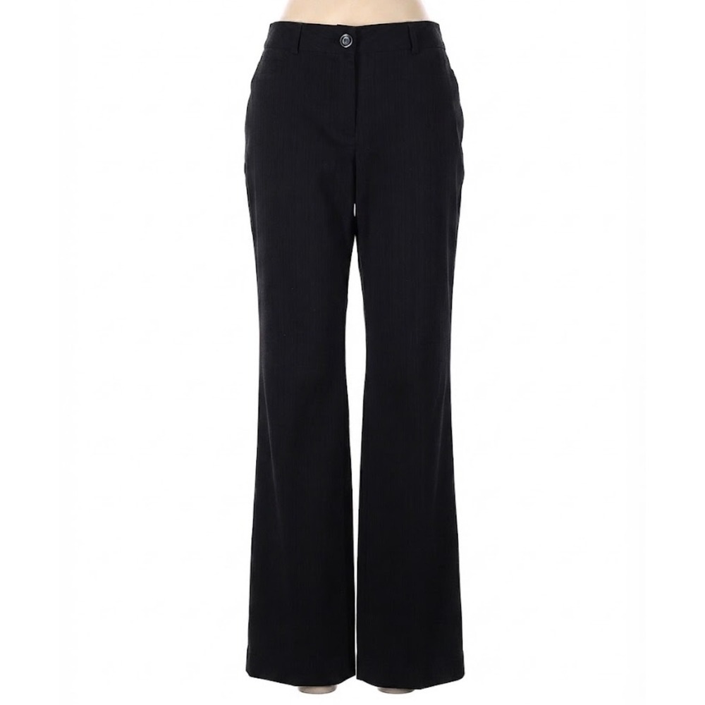 Dalia Black Pinstripe Pants Womens Size 16 90s Y2K Workwear Stretch Slit Hem